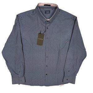 NWT 7 Diamonds Dress Shirt Stretch Geometric Long Sleeve Button Up Blue XXL